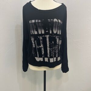 Papaya Women Crop Top‎ size L  Black Graphic New York Girl printed Tunic
